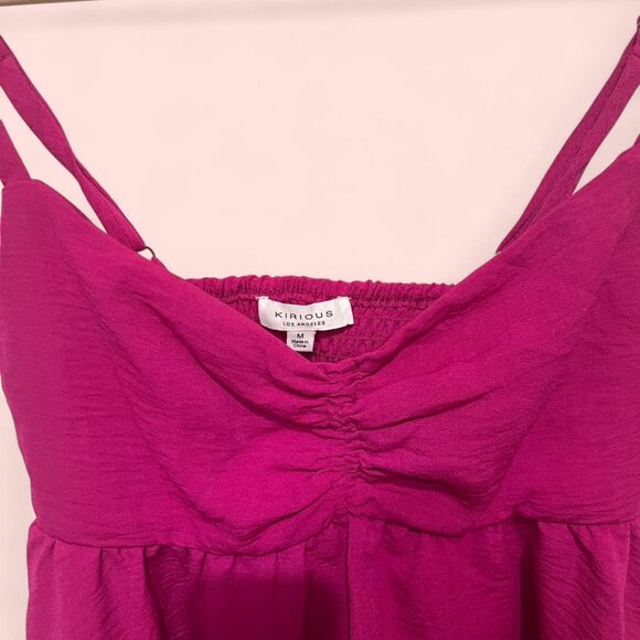 Pink ruched tank top with criss cross straps #preppy - Picture 2 of 2
